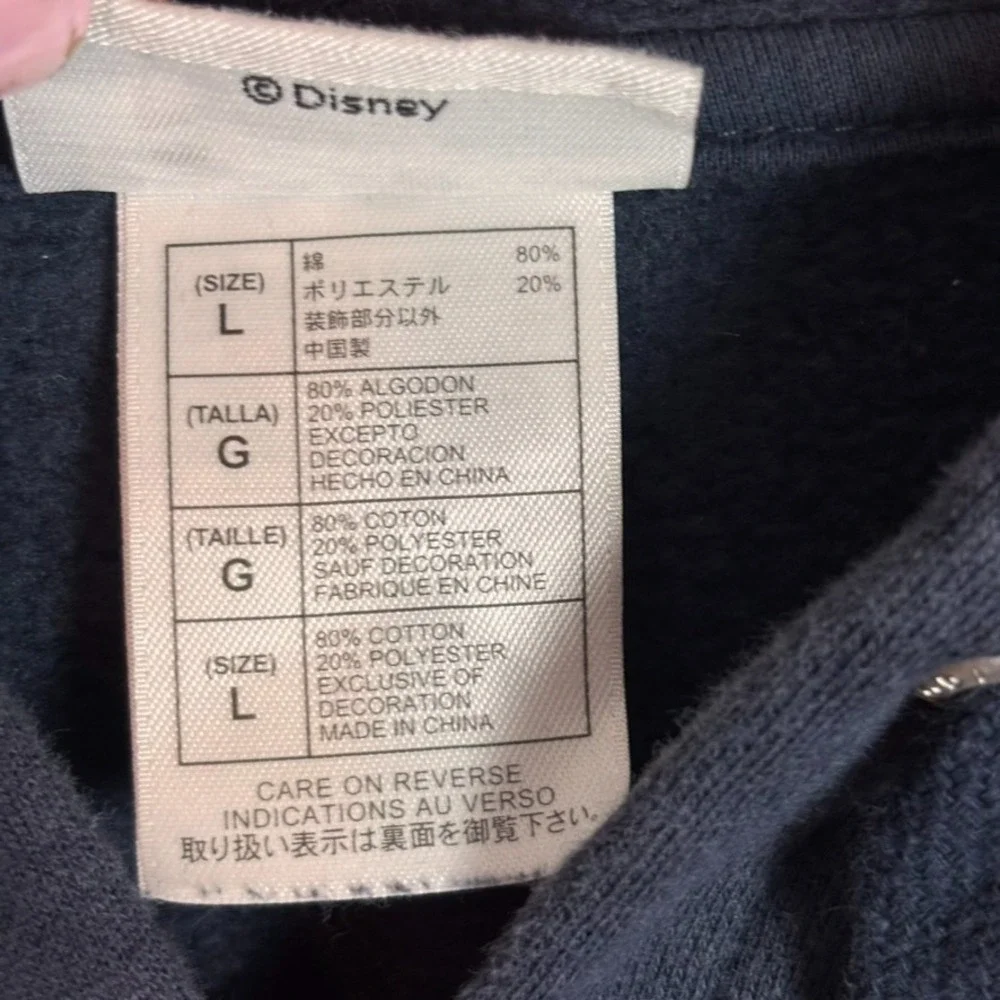 Disney Parks Micky Mouse Full Zip Up Hoodie Solid Navy Blue Jack Adult Size L